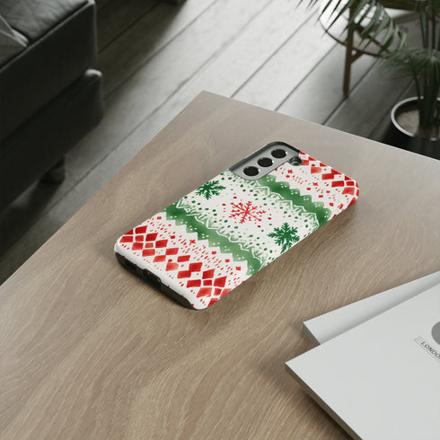 Watercolor Christmas Knitting - Impact Resistant Phone Case